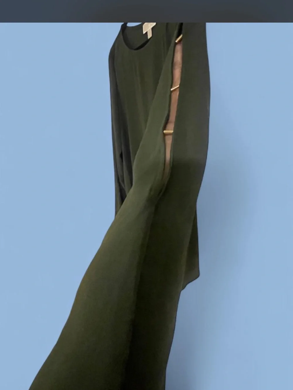 Elegant Women's Olive Green Long Sleeve Blouse